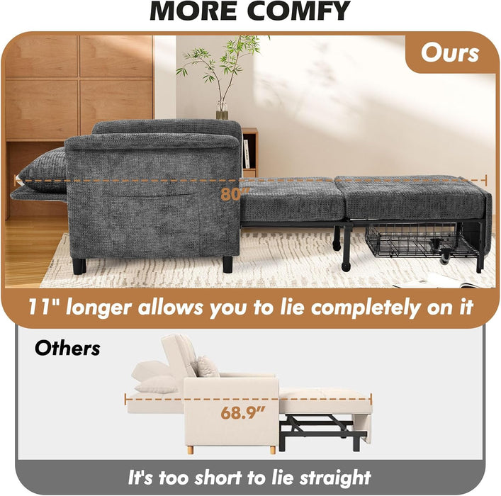 Convertible Sleeper Chair 79-Inch With Adjustable Backrest