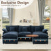 Navy Chenille Luxe 108-Inch-Long U Shaped Sectional