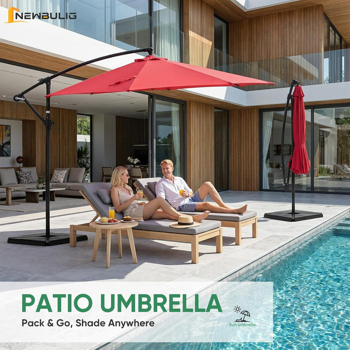 10FT Patio Umbrella, Cantilever Umbrella, UV Protection