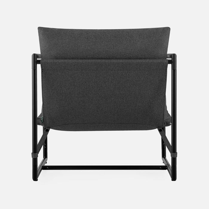 Aidan Sling Accent Chair, Metal Framed Armchair with Shredded Foam Cushioning, Dark Grey