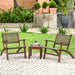 3 PCS Patio Conversation Set, Solid Eucalyptus Wood Frame Outdoor Wicker Furniture Set Bistro Set with Coffee Table, Rattan Furniture Set for Backyard Porch Garden Poolside Balcony (Brown)