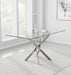 Tempered Glass Dining Table with Chromed Legs, 47In Rectangular Kitchen Table for Kitchen Dining Room Home Office (47.24 * 27.55, White/Silver)