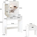 Vanity Desk with LED Light Mirror and Charging Station 30.3In, Small Vanity Set with 4 Storage Shelves 2 Drawers, Vanity for Girls Women with Storage Stool, Vanity Table for Bedroom (White)