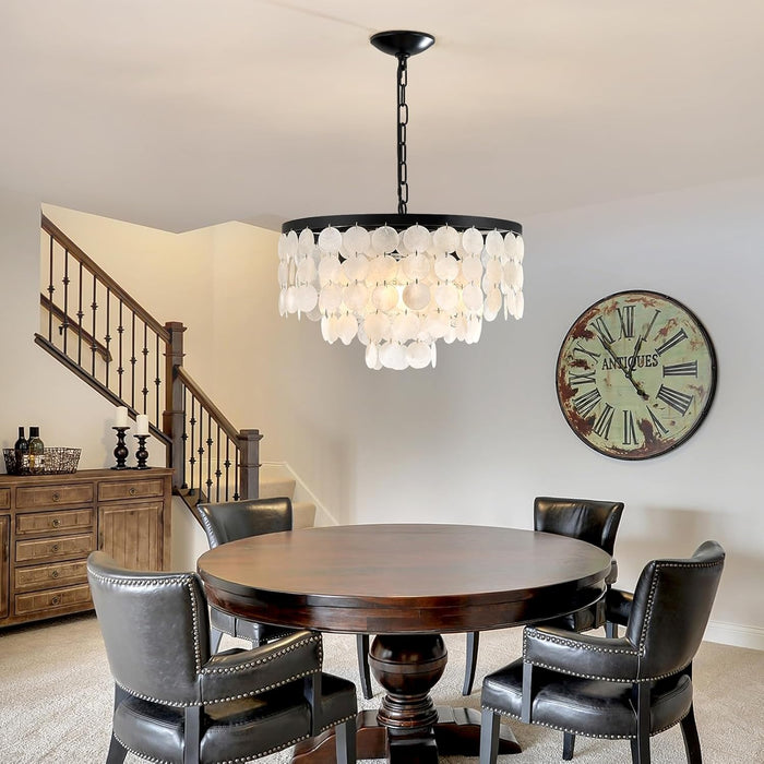 18 Inches Capiz Shell Chandelier Dimmable Luminaire