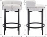 Counter Height Bar Stools 26" round Barstools Set of 2, Modern Faux Leather Counter Stools with Black Metal Legs for for Kitchen Island Counter, Small Space, White
