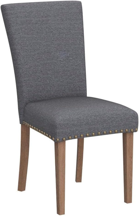 Upholstered Parsons Dining Chairs Set of 4, Fabric Dining Room Kitchen Side Chair with Nailhead Trim and Wood Legs - Dark Grey