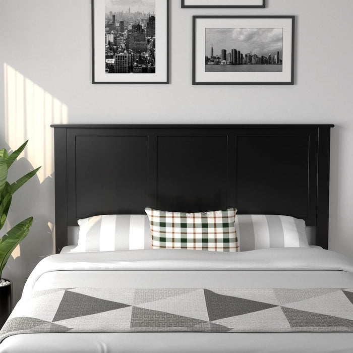 Flat Panel Headboard with Pre-Drilled Holes for Height Adjustment, Thickened Wooden Bed Backboard, Full Size, Black