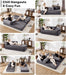 Gray Corduroy Convertible Sectional Sofa Bed Cushions
