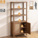 71" Tall Rattan Bookshelf with Doors for Living Room Library | 5 Tier Book Shelf Storage Shelves Large Boho Bookshelves Farmhouse Bookcase Book Case for Bedroom Home Office Kitchen