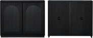 39" Black Real Wood Veneer Narrow Sideboard Buffet Storage Cabinet