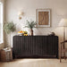 Fluted Sideboard Buffet Cabinet with Storage,58" Modern Sideboard Cabinet with Curved Design & Adjustable Shelves,Wood Console Table for Living Room,Entryway,Kitchen,Black