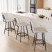 24-Inch Leather Bar Stools Set of 2 with High Backrest, Beige