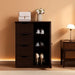 Wooden Bathroom Floor Cabinet, Side Storage Organizer Cabinet with 4 Drawers and 1 Cupboard, Freestanding Entryway Storage Unit Console Table, Home Decor Furniture, Brown