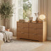 Fluted Modern 6 Drawer Dresser for Bedroom, 47"W X 26"H, Natural Oak