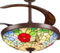 48" Tiffany Retractable Ceiling Fan with Light - (Garden, Brown)