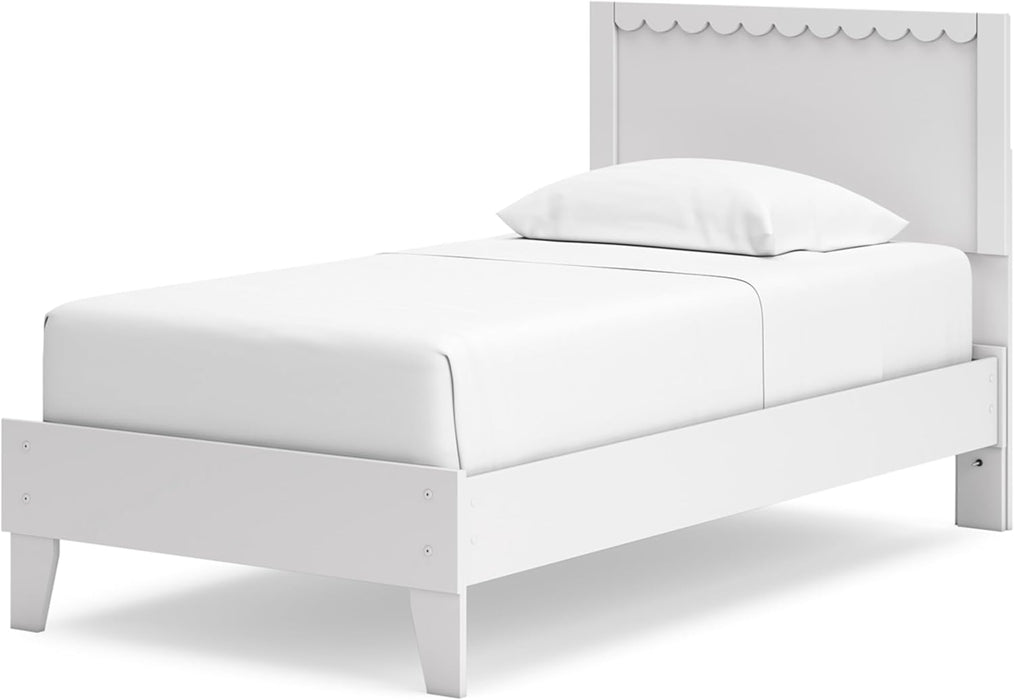 Signature Design by Ashley Hallityn Casual Twin Panel Platform Bed, Foundation or Box Spring Not Needed, White