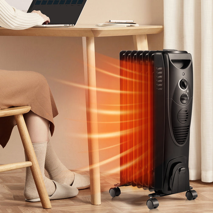 Electric Oil Filled Radiator Space Heater, Thermostat Room Radiant and Room Heater