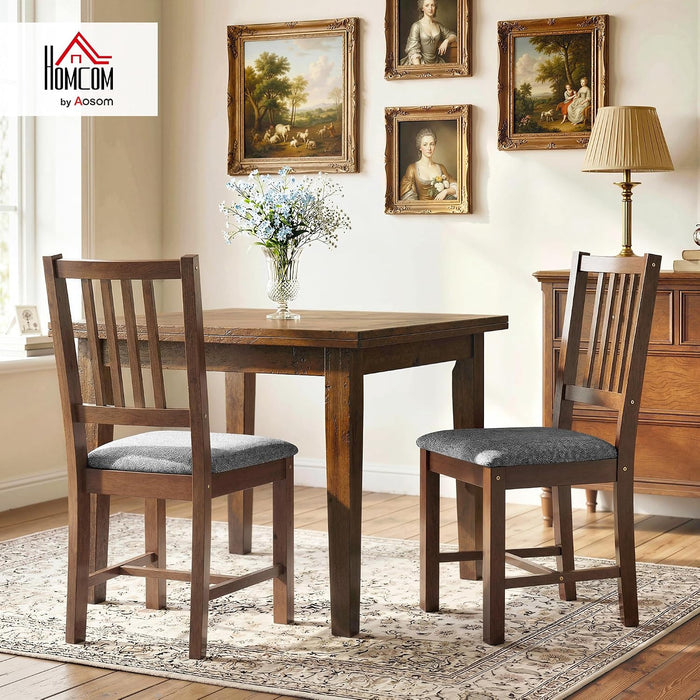 Wooden Dining Chairs Set of 2 with Slat Back, Farmhouse, Walnut