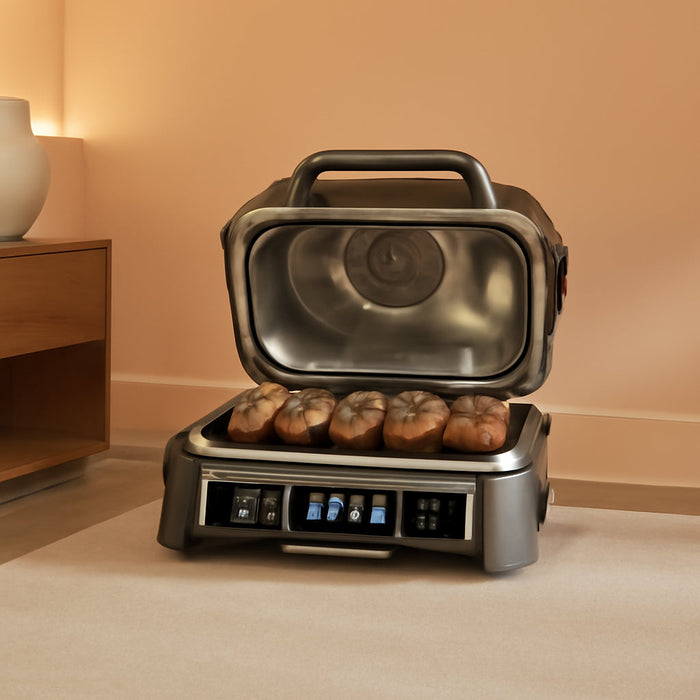 | Grill & Smoker | Outdoor Woodfire Pro XL | 4 in 1 Grill, BBQ Smoker, Air Fryer & Bake | Portable | Includes Built in Thermometer & 2 Woodfire Pellet Packs | Dark Grey | OG850