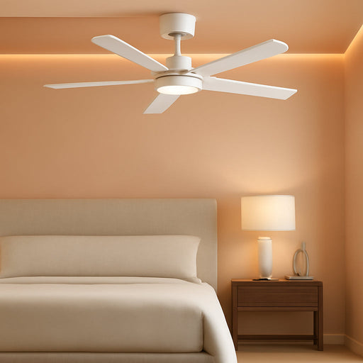 Modern 52 Inch Ceiling Fan Remote White LED