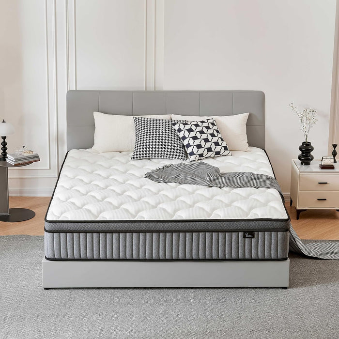 12 Inch Queen Mattress in a Box, Hybrid Cooling Gel Memory Foam & Pocketed Coils, Medium Firm, Certipur-Us Certified, Pressure Relief, Motion Isolation