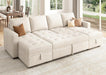 Beige Modular Sleeper Sectional Couch With Storage