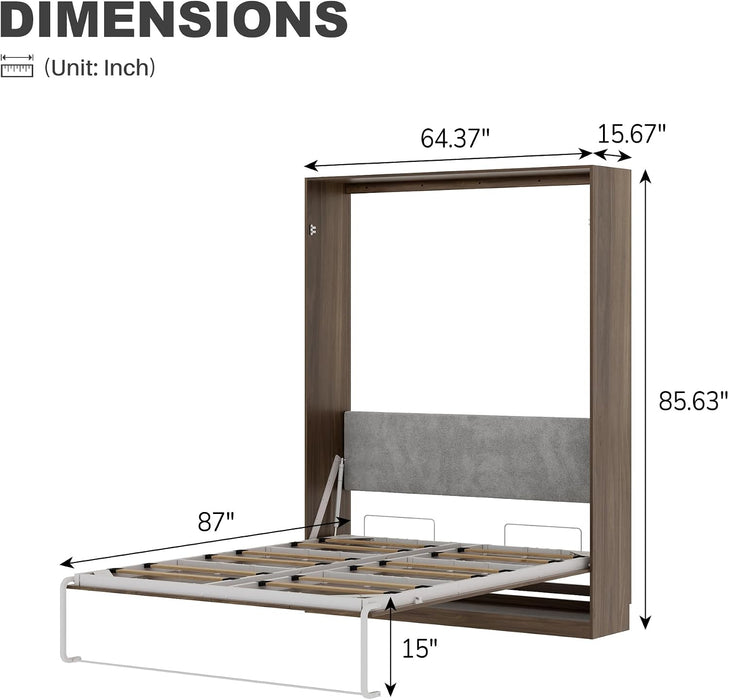 Queen Murphy Wall Bed With Hydraulic 64InchMapleFinish