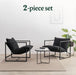 Aidan Sling Accent Chair, Pack of 2, Metal Framed Armchair with Shredded Foam Cushioning, Black