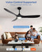 52 Inch Outdoor Ceiling Fans with Lights,Smart Wood Ceiling Fan for Alexa,Google & APP Control,Indoor/Outdoor,3 Blades,3Cct Dimmable,Black Walnut,Downrod Mount for Patio Porch