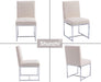 Upholstered Modern Dining Chairs Set of 2 Linen Mid Century Dining Room Chairs Armless Side Chair Comfy Kitchen Chairs with Chrome Metal Base for Living Room/Kitchen,Cream,2Pcs
