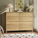 Oak 8 Drawer Dresser for Bedroom, 55" Wide Modern Wood Dresser