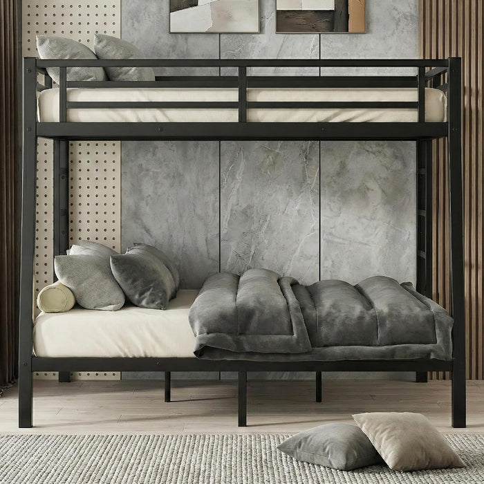 Heavy Duty Metal Bunk Bed Twin XL over Queen Bunk Bed Frame for Adults Kids, Twin over Queen Bunkbed with 2 Ladder for Apartment Bedroom, Noise Free Frames, No Boxing Spring Needed