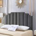 Dark Gray Velvet Tufted Queen Upholstered Headboard, Modern Vertical Channel Design California Queen/Full Headboard with Stepped Silhouette Top Edge,Dark Gray