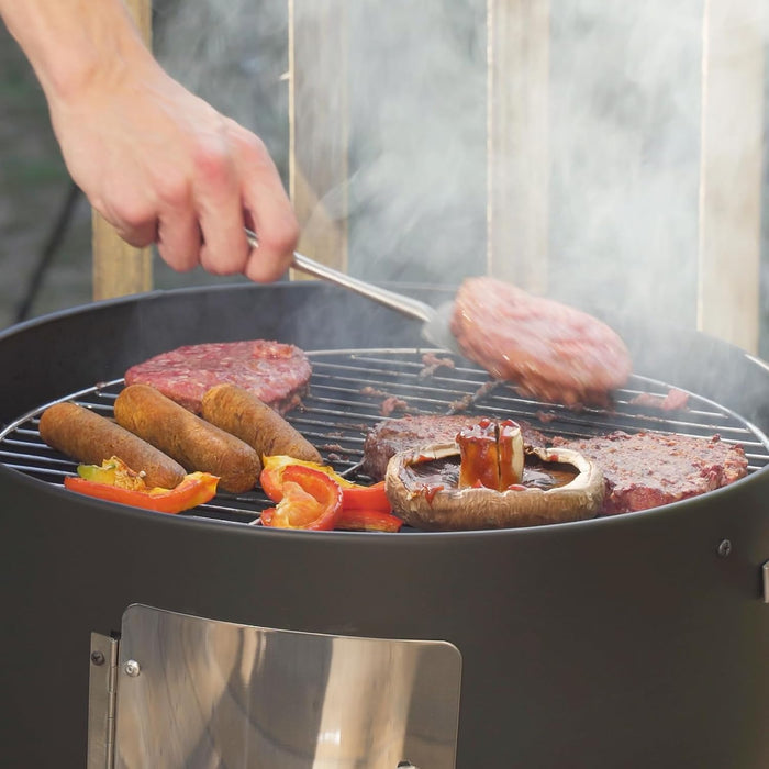 Charcoal Smoker BBQ Grill: Premium Vertical Meat Smokers with Smoke Tube - Barbecue Charcoal Grill Combo for Outdoor Cooking Patio Backyard Grilling Tailgating
