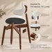 Wooden Dining Chairs Set of 4, Upholstered Dining Room Chairs with Curved Backrest, Mid Century Modern Fabric Kitchen Chair Foot Pegs, Upgrade with Taller Chair Legs, Cream & Walnut Legs