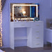 White Makeup Vanity Desk Set with Large Mirror, 31.5X14.2X51.5 Inch Makeup Vanity with 5 Drawrs, 3 Adjustable Light Modes, Vanity for Bedroom & Dressing Room