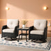 3 Pieces Black Wicker Patio Furniture Outdoor Swivel Rocker Patio Glider Chairs Set of 2 with Side Table Beige Cushion