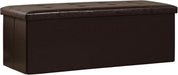 Folding Storage Ottoman Bench, Brown Faux Leather Long Storage Chest Footstool Seat, Bench for Bedroom and Hallway, 43.3"X15.7"X15.7"