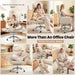 Big and Tall Leather Office Chair, Cross Legged Flip Arms, Beige