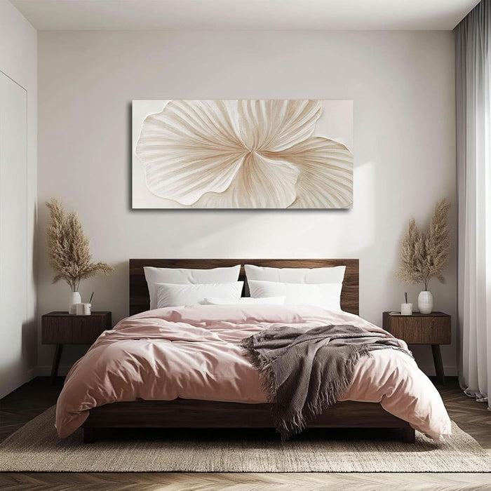 White and Gold Wall Art Abstract Floral Painting Modern 24X48 Artwork Minimalist Canvas for Bedroom Living Room Office Home Decoration