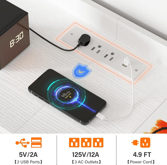 Dresser TV Stand with 11 Drawers for 60" TV Stand for Bedroom with LED Lights & Power Outlets Long Dresser for Bedroom with Shelves & 4 Hooks Sturdy Metal Frame & Wood Top, White