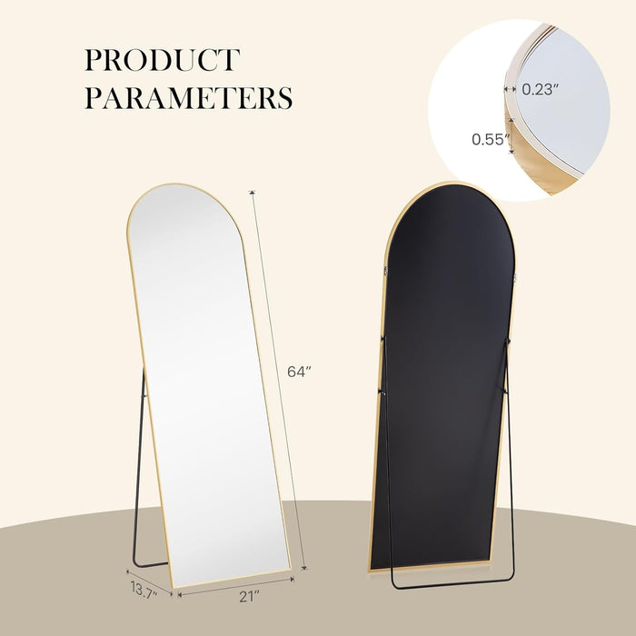 Full Length Mirror, Full Body Floor Mirror with Aluminum Alloy Thin Frame, Wall or Standing Mirror for Bedroom, Living Room, Dressing Room