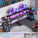 40 Inch Gaming Desk with Power Outlet & LED Lights, L Shaped Computer Gaming Table with 3 Tiers Storage Shelves, Corner Gamer Desk with Monitor Stand for Small Space, Carbon Fiber Black