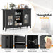 Sideboard Buffet Cabinet with 2 Drawers, Kitchen Storage Cabinet W/2 Doors, Open Compartments, Shelves, Faux Marble Top, Modern Furniture for Living Room, Coffee Bar, Entryway (Black)