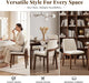 Wooden Dining Chairs Set of 4, Mid Century Modern Kitchen Chairs with Ergonomic Back & Upholstered Linen for Kitchen Dining Vanity, Beige