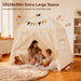 Large Kids Play Tent Indoor with Padded Mat Lights - 59X39X59In Teepee Playhouse with Flags Storage Bag - Cozy Reading Nook Nap Bed Tent - Birthday Gift for Toddlers Boys Girls