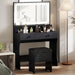 Black IntegratedLED Vanity Desk With Illuminated Mirror