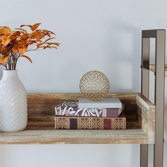 Bookshelf, 5-Tier Triple Wide Industrial Etagere with Baffles | 5-Tier Triple Wide Bookshelf, 72 8". 14 Baffled Shelves. Adjustable Center. Industrial MDF, Iron. 33 Lb per Shelf. Anti-Tip.