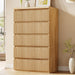 Fluted 5 Drawer Dresser for Bedroom, 43" Tall Dresser for Bedroom, Modern Fluted Chest of Drawers, Handle-Free/Floor-Mounted Wood Drawer Dresser for Living Room, Bedroom, Entryway, Hallway (Oak)