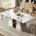 71 Inch Modern White Dining Table for 6-8 People, Large Faux Marble Kitchen and Dining Room Table,Rectanglar Dinner Table with Metal Frame for Dining Room, Living Room, White